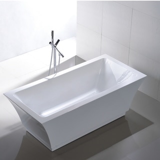 Freestanding 67-inch Rectangular Style White Acrylic Bathtub
