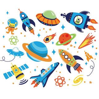 Super Space Explorer Peel & Stick Kids Room Wall Decal for Boys & Girls