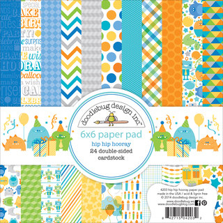 Hip Hip Hooray Paper Pad 6inX6in 24/Sheets-Double-Sided