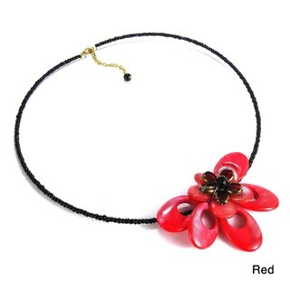 Handmade Alluring Floral Blossoms Mother of Pearl Statement Choker (Thailand)