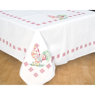 Stamped White Table Cloth 50inX70in-Rooster