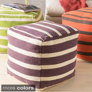 Hand Crafted Colby Striped 18-inch Square Pouf