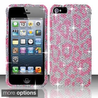INSTEN 3D Diamond Beads Shinny Leopard Hard Plastic Phone Case Cover for Apple iPhone 5/ 5S/ SE