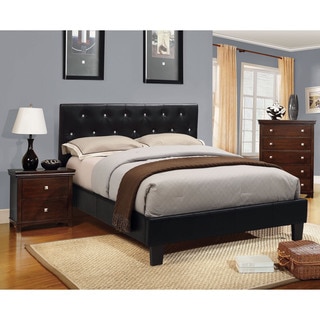 Furniture of America Mircella 3-Piece Black Leatherette Bedroom Set