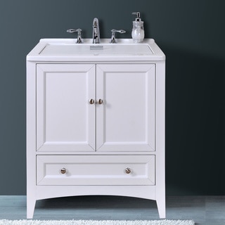 Manhattan White 30.5-inch All-in-One Laundry Single Vanity Sink