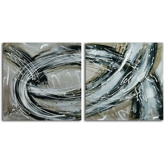 Hand-painted 'Swept Away' 2-piece Metal Canvas Set