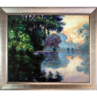 Claude Monet 'Morning on the Seine near Giverny' Hand-painted Framed Canvas Art
