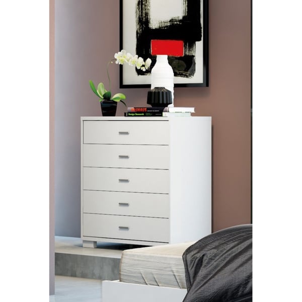 Manhattan Comfort White High Gloss 5-drawer Astor Dresser