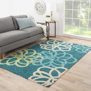 Handmade Floral Pattern Blue/ Green Polyester Area Rug (3'x5')