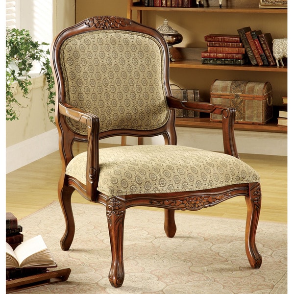 Pees Traditional Beige Fabric Padded Accent Chair by Furniture of America