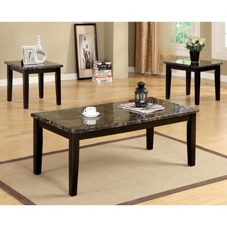 Furniture of America Dartford 3-Piece Faux Marble Top Accent Table Set