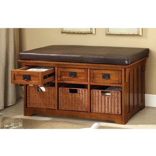 Furniture of America Hodor 42-Inch 3-Drawer Storage Bench