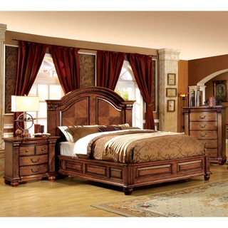 Furniture of America Traditional Style Antique Tobacco Oak Platform Bed