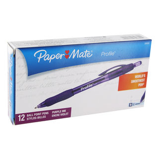 Paper Mate Profile Bold Purple Ink Ballpoint Retractable Pens (Pack of 12)