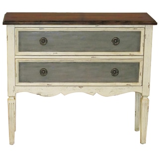Hand Painted Distressed Vintage Cream Accent Chest