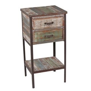 Iron and Wood 2-drawer Accent Stand
