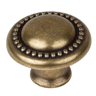 GlideRite 1.25 inch Antique Brass Round Beaded Cabinet Knobs (Pack of 10)