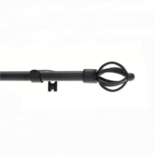 Black Adjustable Curtain Rod Set with Cage Ball Finial
