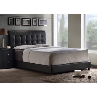 Lusso Tufted Black Faux Leather Bed Set