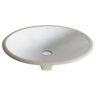 KRAUS Elavo Small Oval Ceramic Undermount Bathroom Sink in White with Overflow