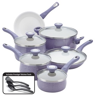 Farberware New Traditions Speckled Aluminum Nonstick 14-piece Lavender Cookware Set
