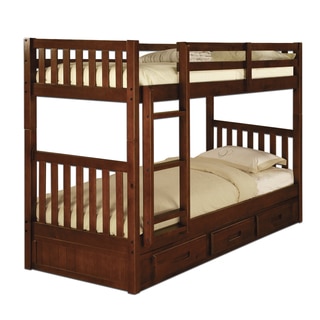 Twin-over-Twin 3-drawer Merlot Bunk Bed