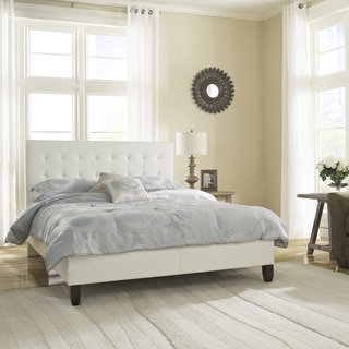 Sleep Sync Waverly Upholstered White Leather Platform Bed