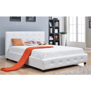 Abbyson Montego White Tufted Bonded Leather Platform Bed