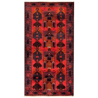 Herat Oriental Semi-antique Afghan Hand-knotted Tribal Balouchi Navy/ Red Wool Rug (3'7 x 6'9)