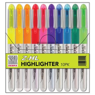 Zebra Z-HL Assorted Liquid Ink Chisel Tip Highlighters (Pack of 10)