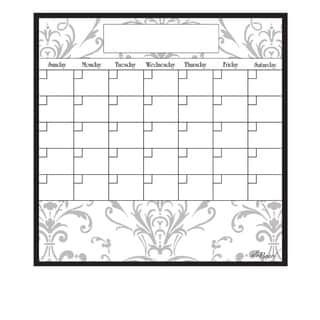 Grey Damask Magnetic Dry Erase Monthly Calendar