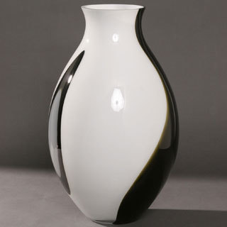 20-inch Opal Black Glass Vase