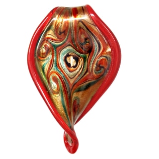 Murano-Inspired Glass Red Twisted Leaf Pendant