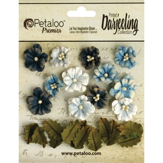 Darjeeling Teastained Petite Flowers .625" & .875" 24/Pkg-Blue