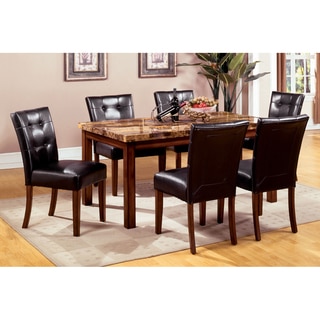 Furniture of America Tamerithe 7-Piece Faux Marble Dining Set