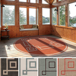 Meticulously Woven Odette Contemporary Geometric Indoor/ Outdoor Area Rug (5'3 Round)