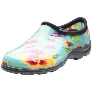 Garden Outfitters Women's Teal Pansy Rain and Garden Shoe (Size 8)