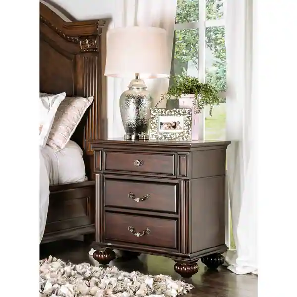 Vame Traditional Solid Wood 3-Drawer Nightstand by Furniture of America