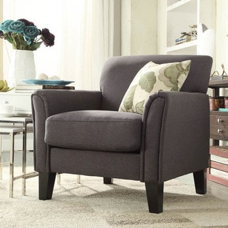 INSPIRE Q Uptown Modern Dark Grey Linen Accent Arm Chair
