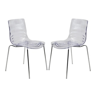 LeisureMod Astor Polycarbonate Modern Transparent Clear Dining Chair (Set of 2)