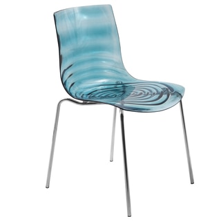 LeisureMod Astor Polycarbonate Modern Transparent Blue Dining Chair