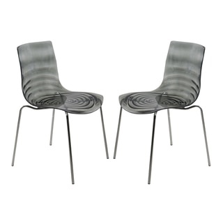 LeisureMod Astor Polycarbonate Modern Transparent Black Dining Chair (Set of 2)