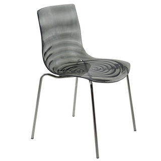 LeisureMod Astor Polycarbonate Modern Transparent Black Dining Chair