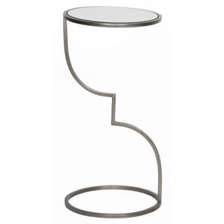 Pewter-colored Mirror-top Accent Table