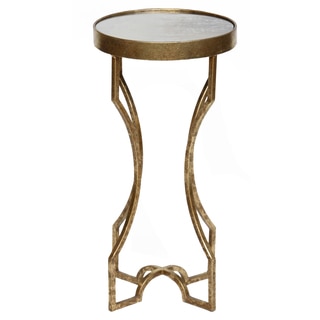 Luxe Leaf Finished End Table with Mirrored Top