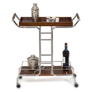 Cappuccino and Chrome Wine Serving Cart