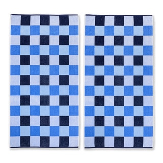 Superior Collection Oversized Cool Checks Cotton Jacquard Beach Towels (Set of 2)