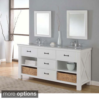 Direct Vanity 70-inch Pearl White Xtraordinary Spa Double Vanity Sink Cabinet