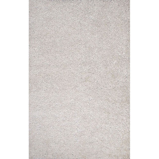 Solid Pattern White Polyester Shag Rug (7'6x9'6)