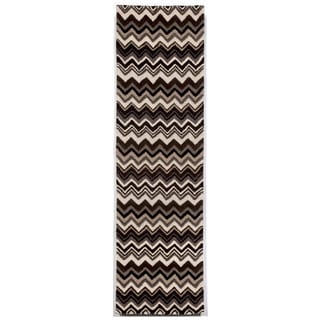 Winding Stripe Black/White Indoor Rug (2'3X8')